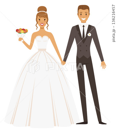 Groom and bride together. Wedding ceremony. Marriage celebration 136216457