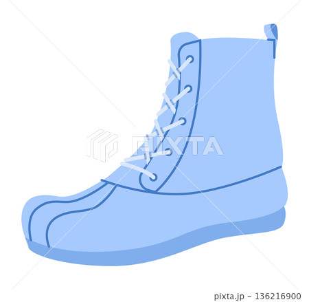 Blue lace-up duck boot women flat pair. Rounded toe with padded collar camping, expedition, photoshoot, adventure Blue lace-up duck boot women flat pair. Rounded toe with padded collar camping, expedition, photoshoot, adventure 136216900