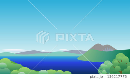 晴れた夏の摩周湖イラスト・動画サイズ 136217776