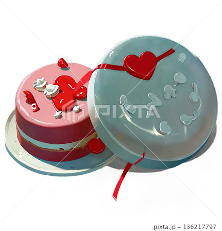 ホワイトデー、ハート、イラスト、愛、LOVE、クッキー、マカロン、プレゼント、リボン、ケーキ、デコレ 136217797