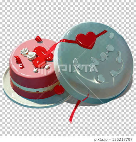 ホワイトデー、ハート、イラスト、愛、LOVE、クッキー、マカロン、プレゼント、リボン、ケーキ、デコレ 136217797