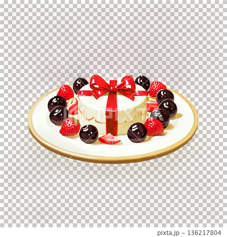 ホワイトデー、ハート、イラスト、愛、LOVE、クッキー、マカロン、プレゼント、リボン、ケーキ、デコレ 136217804