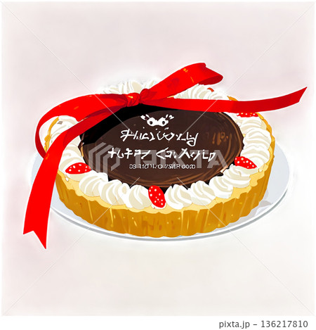 ホワイトデー、ハート、イラスト、愛、LOVE、クッキー、マカロン、プレゼント、リボン、ケーキ、デコレ 136217810