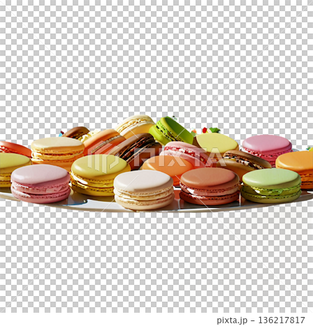 ホワイトデー、ハート、イラスト、愛、LOVE、クッキー、マカロン、プレゼント、リボン、ケーキ、デコレ 136217817