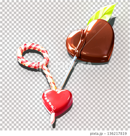 ホワイトデー、ハート、イラスト、愛、LOVE、クッキー、マカロン、プレゼント、リボン、ケーキ、デコレ 136217819