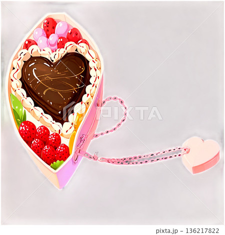 ホワイトデー、ハート、イラスト、愛、LOVE、クッキー、マカロン、プレゼント、リボン、ケーキ、デコレ 136217822