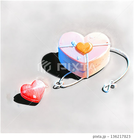 ホワイトデー、ハート、イラスト、愛、LOVE、クッキー、マカロン、プレゼント、リボン、ケーキ、デコレ 136217823