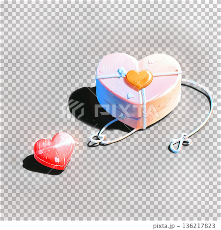 ホワイトデー、ハート、イラスト、愛、LOVE、クッキー、マカロン、プレゼント、リボン、ケーキ、デコレ 136217823