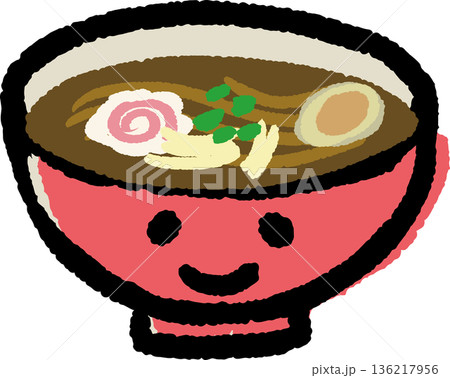 ゆるくて優しい可愛いラーメンのイラスト ゆるくて優しい可愛いラーメンのイラスト 136217956