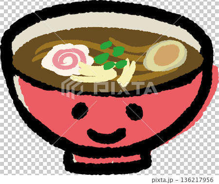 ゆるくて優しい可愛いラーメンのイラスト ゆるくて優しい可愛いラーメンのイラスト 136217956