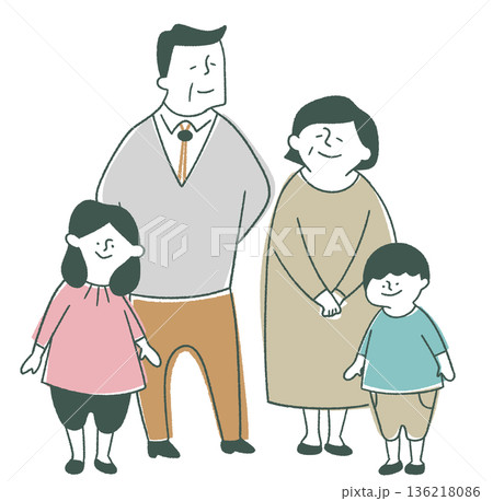 祖父母と孫の集合イラスト 祖父母と孫の集合イラスト 136218086