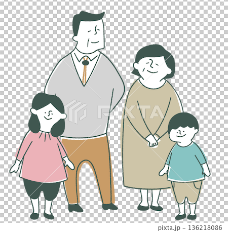 祖父母と孫の集合イラスト 祖父母と孫の集合イラスト 136218086