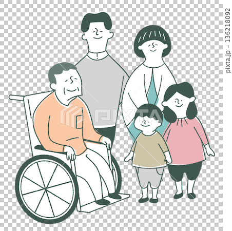 Wheelchair grandfather and family Wheelchair grandfather and family 136218092
