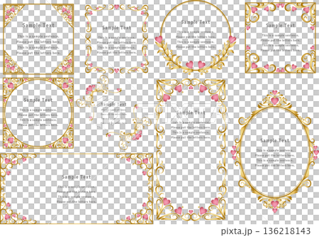 ビンテージカリグラフィ風フレーム素材233＜ハート＞ 136218143