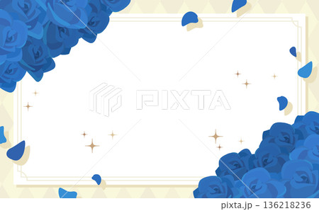 ホワイトデーフレーム_青バラ_文字なし_横 ホワイトデーフレーム_青バラ_文字なし_横 136218236