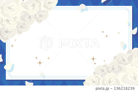 ホワイトデーフレーム_白バラ_文字なし_横 136218239