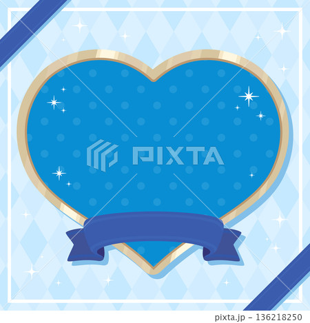 ホワイトデーフレーム_リボンとハート_白_文字なし_正方形 136218250