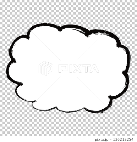 A simple, hand-drawn cloud-shaped speech bubble frame illustration that can be used for document explanations and POP illustrations. 136218254