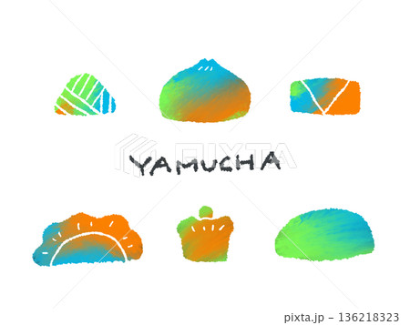アイコンやシンボルマークとして、デザイン時に使いやすいカラフルな手描きイラスト・飲茶 136218323