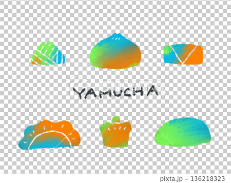 Colorful hand-drawn illustration of Dim Sum that can be used as an icon or symbol mark in design. 136218323