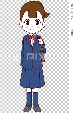 Illustration of a girl wearing a blazer uniform 136218410