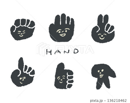 アイコンやシンボルマークとして、デザイン時に使いやすい表情豊かな手描きイラスト・ハンドサイン 136218462