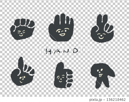 アイコンやシンボルマークとして、デザイン時に使いやすい表情豊かな手描きイラスト・ハンドサイン 136218462