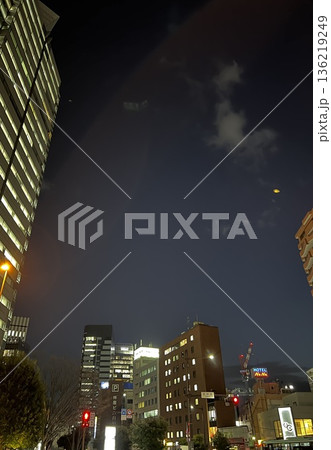 Urban office district at night with wide sky Urban office district at night with wide sky 136219249