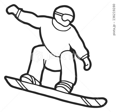 Snowboarder logo. Winter extreme sport line icon 136219280
