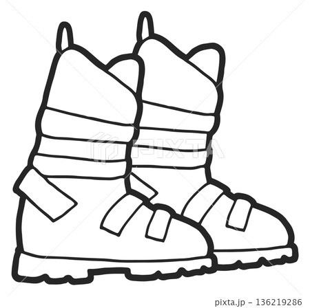 Ski boots line icon. Winter cold footwear 136219286