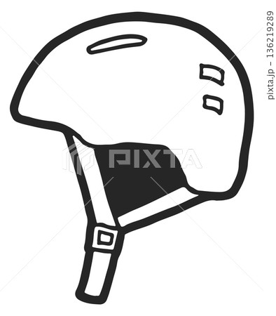 Ski helmet. Sport equipment logo. Extreme safety 136219289