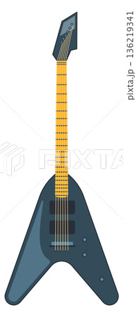 Heavy metal music concert instrument. Cartoon guitar 136219341