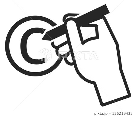 Copyright black icon. Author ownership protection sign 136219433