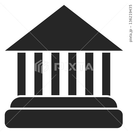 Court black icon. Bank or museum building symbol 136219435