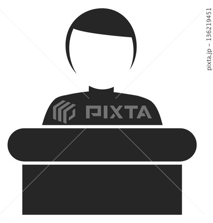 Man public speaking. Witness testimony black icon 136219451