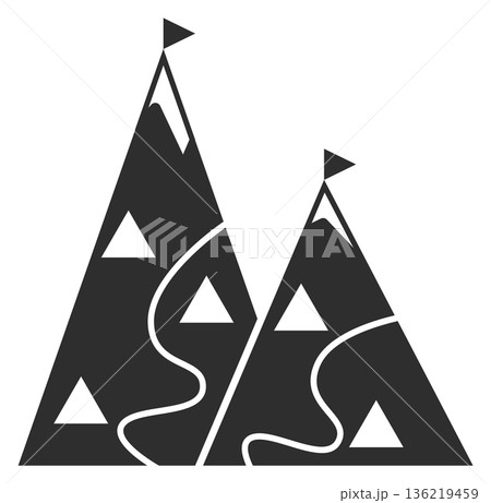 Slalom logo. Mountain skiing path black icon 136219459