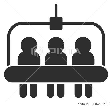 Chairlift black icon. People ride on passenger ropeway Chairlift black icon. People ride on passenger ropeway 136219469