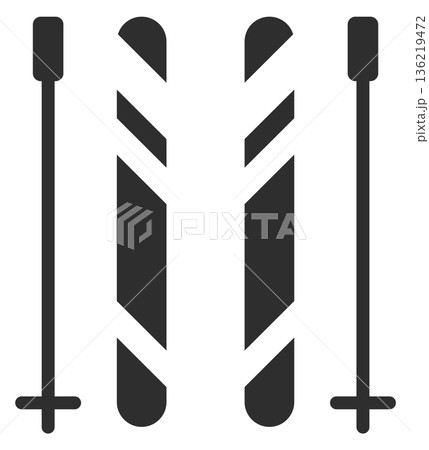 Ski icon. Black sticks. Sport equipment symbol Ski icon. Black sticks. Sport equipment symbol 136219472