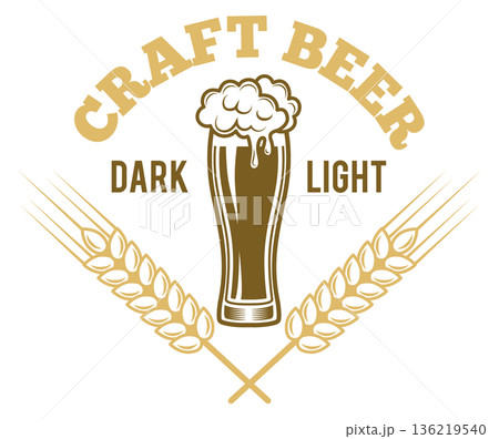 Craft beer badge. Dark light alcohol drink logo Craft beer badge. Dark light alcohol drink logo 136219540