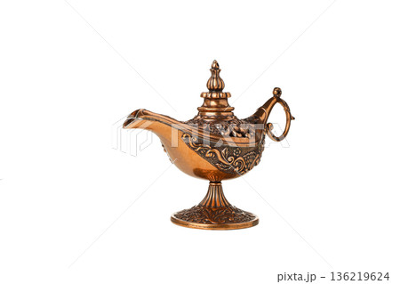 Ornate lamp for Ramadan decor, isolated on white, PNG Ornate lamp for Ramadan decor, isolated on white, PNG 136219624