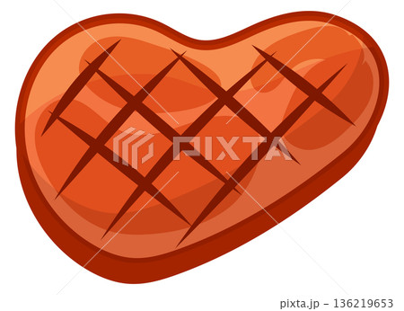 Grilled meat steak. Roasted beef barbecue icon Grilled meat steak. Roasted beef barbecue icon 136219653