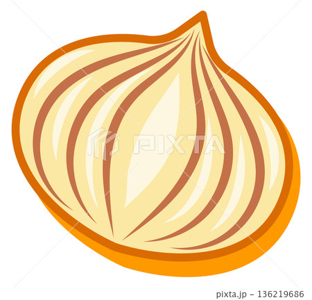 Onion half cartoon icon. Fresh spicy vegetable 136219686