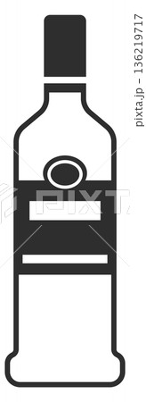 Vodka bottle black icon. Spirit alcohol drink 136219717