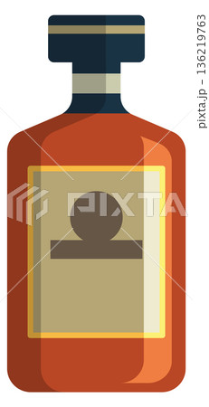 Brandy bottle color icon. Classic winery drink 136219763