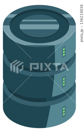Database server isometric icon. Internet storage device 136219838
