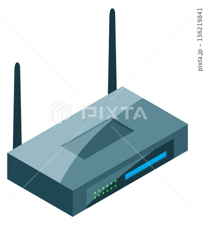 Internet router isometric icon. Wireless hotspot network 136219841
