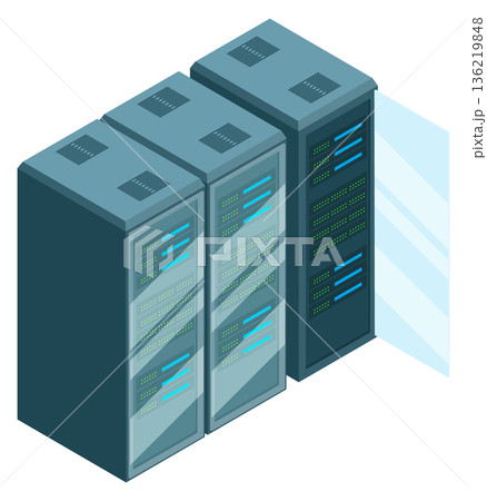 Server isometric icon. Computer network web storage Server isometric icon. Computer network web storage 136219848