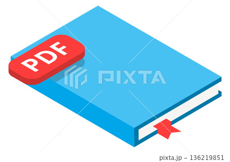Pdf book isometric icon. Document publish symbol 136219851