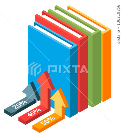 Book sales infographic icon. Bookstore statistics arrows Book sales infographic icon. Bookstore statistics arrows 136219856