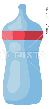 Newborn milk bottle. Cartoon plastic container icon 136219866